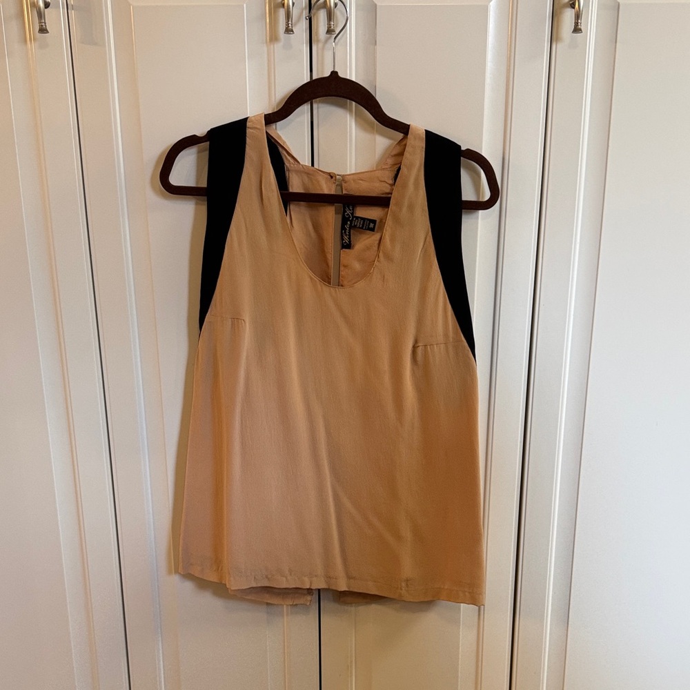 Winter Kate Beige Tank with Black Shoulder Panels